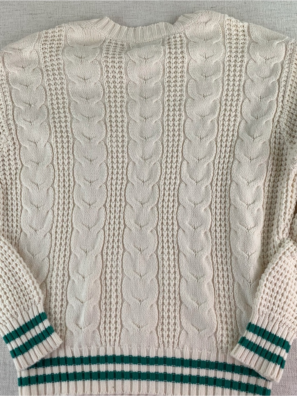 American Eagle Outfitters women's long sleeve Cream Cable Knit Sweater size S - Picture 8 of 9
